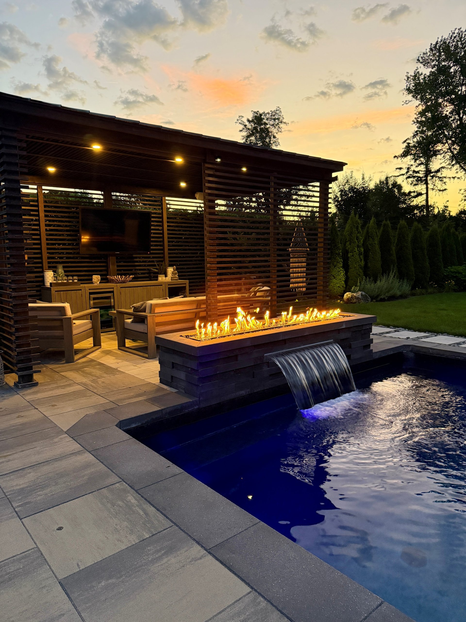 Luxury swimming pool with outdoor living space