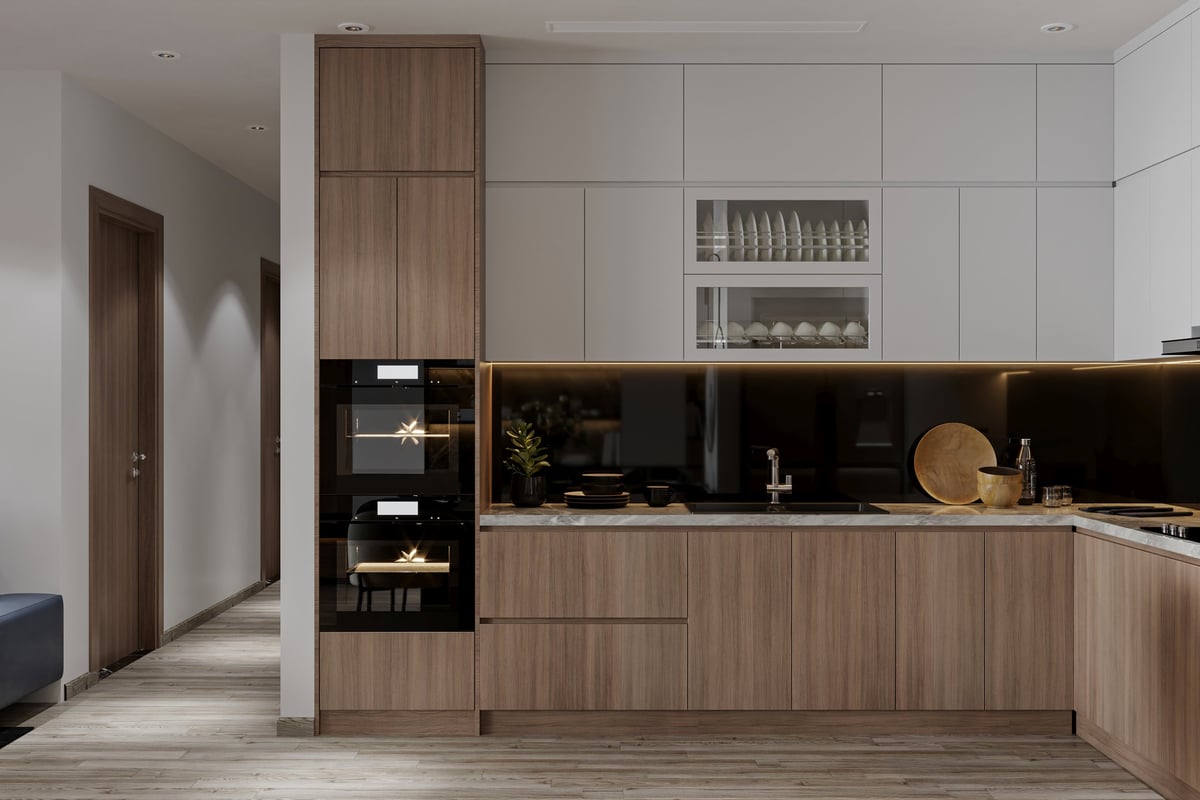 Custom cabinetry and millwork with natural wood accents and premium finish detail
