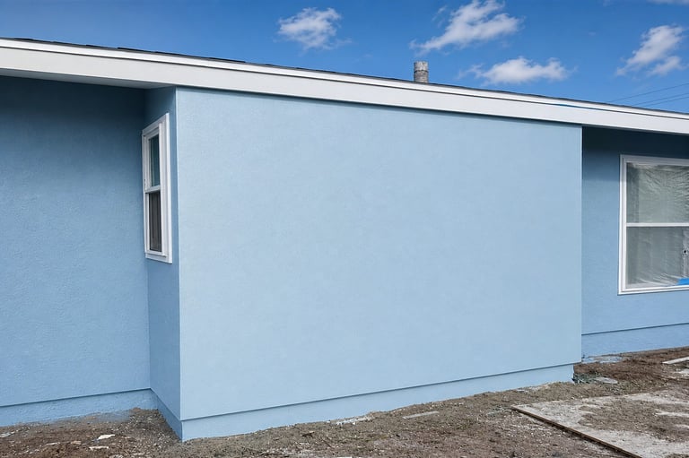 Design visualization of a proposed blue exterior coating on a Bradenton home.